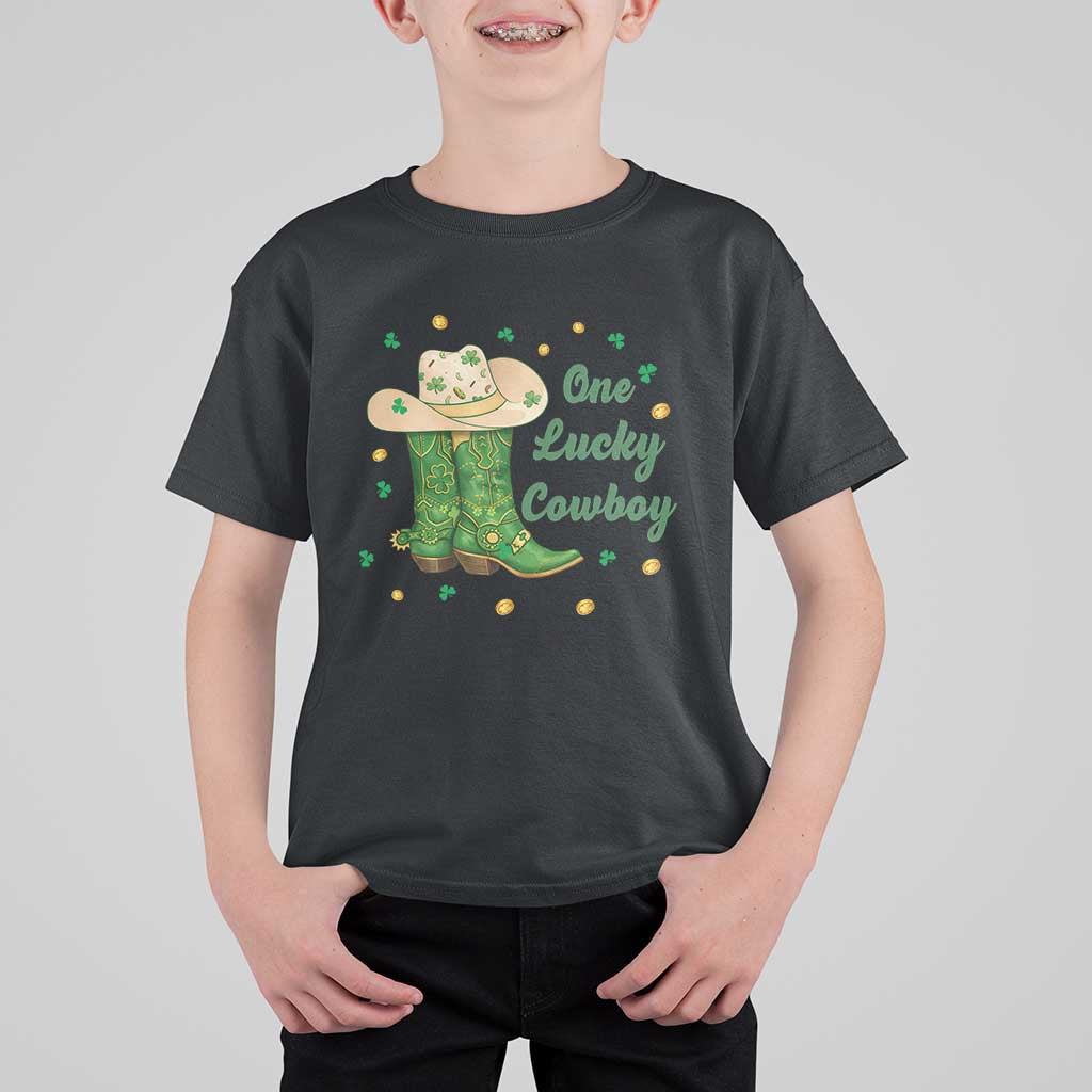 One Lucky Cowboy T Shirt For Kid Western Irish Cowboy St Patrick Day
