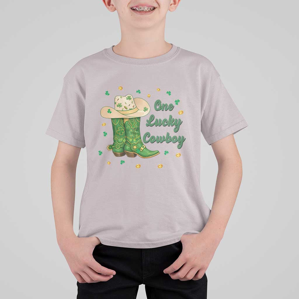 One Lucky Cowboy T Shirt For Kid Western Irish Cowboy St Patrick Day