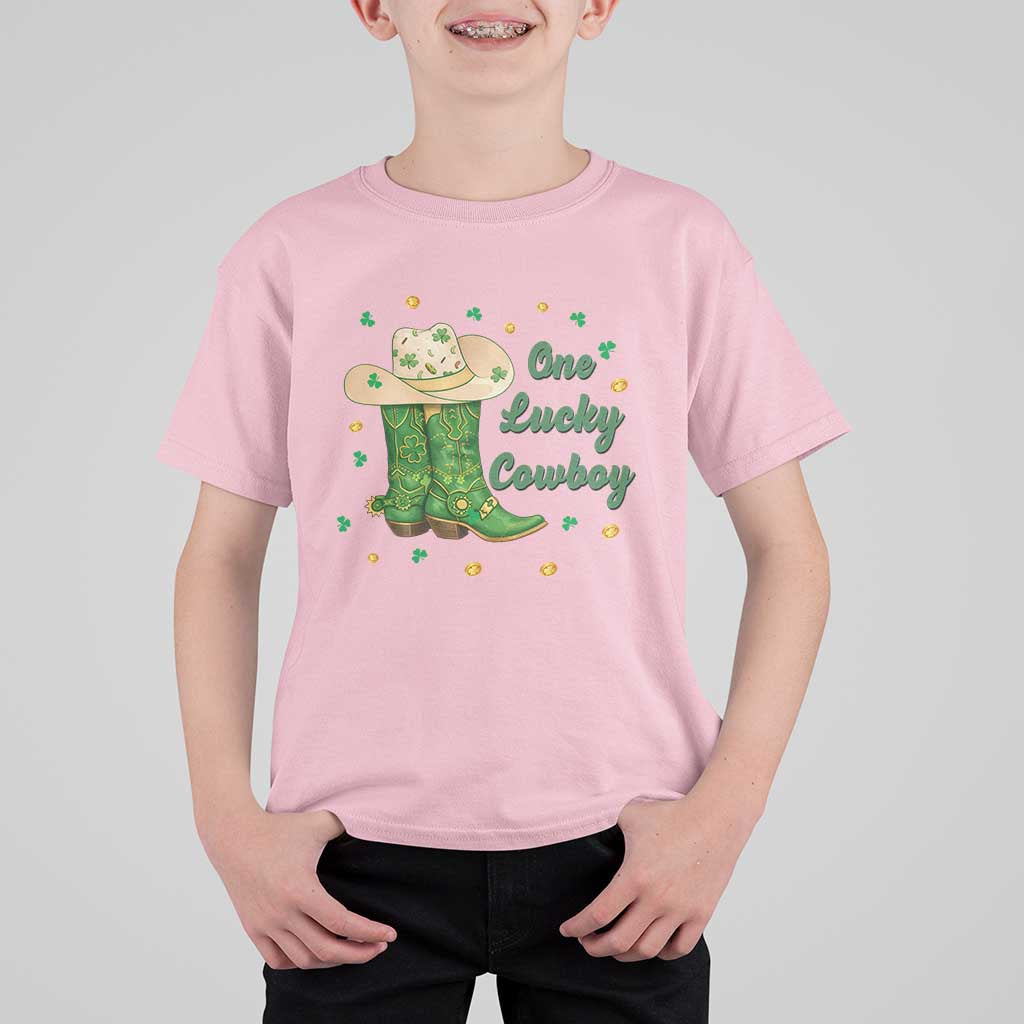 One Lucky Cowboy T Shirt For Kid Western Irish Cowboy St Patrick Day