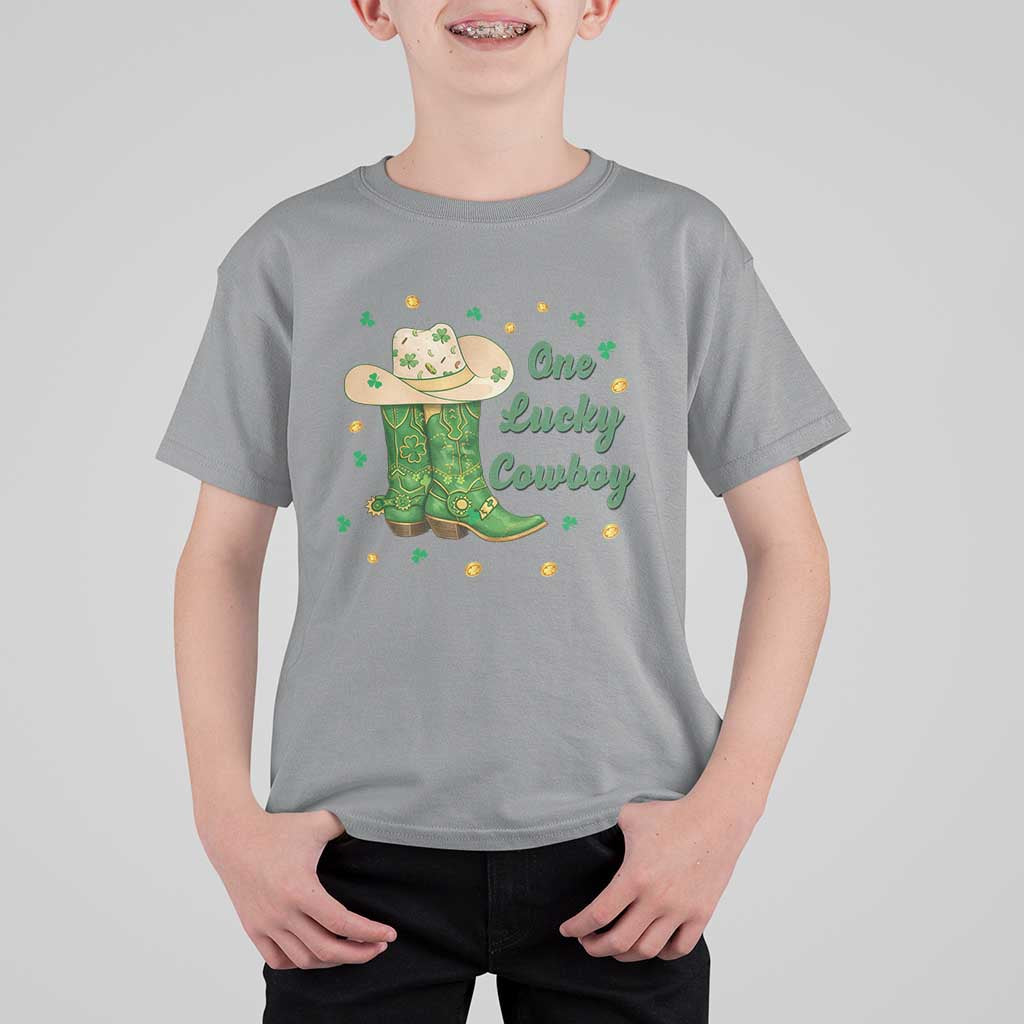One Lucky Cowboy T Shirt For Kid Western Irish Cowboy St Patrick Day