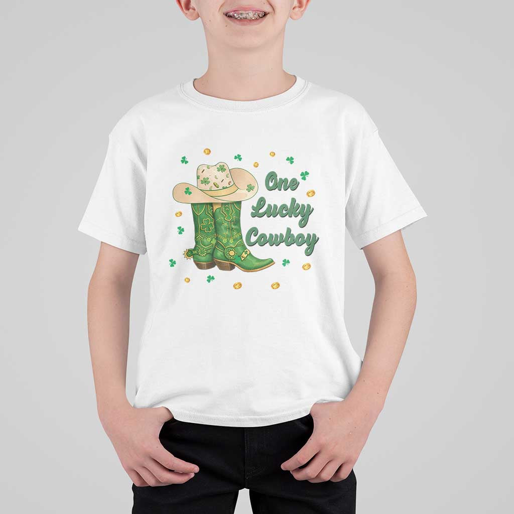 One Lucky Cowboy T Shirt For Kid Western Irish Cowboy St Patrick Day