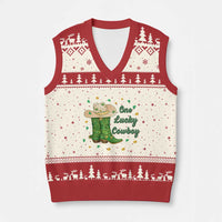 One Lucky Cowboy V-Neck Knit Sweater Vest Western Irish Cowboy St Patrick Day