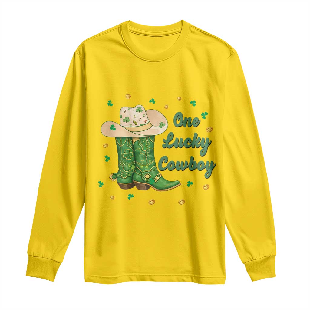 One Lucky Cowboy Long Sleeve Shirt Western Irish Cowboy St Patrick Day