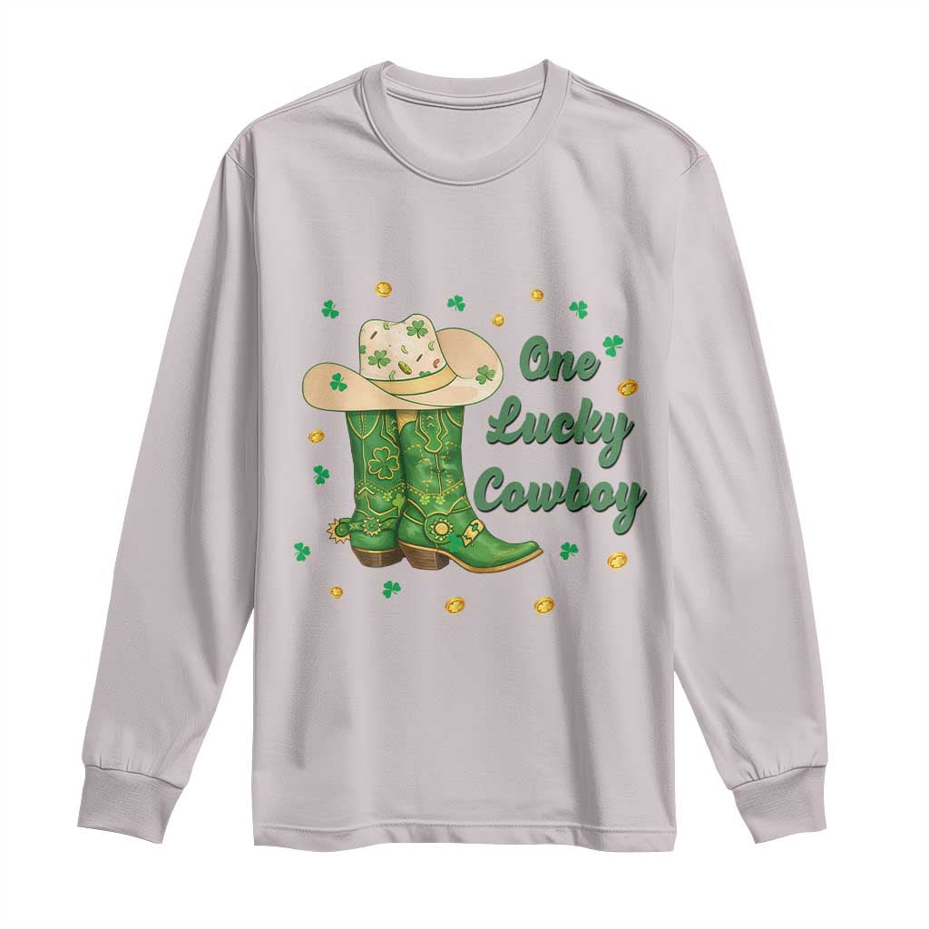 One Lucky Cowboy Long Sleeve Shirt Western Irish Cowboy St Patrick Day