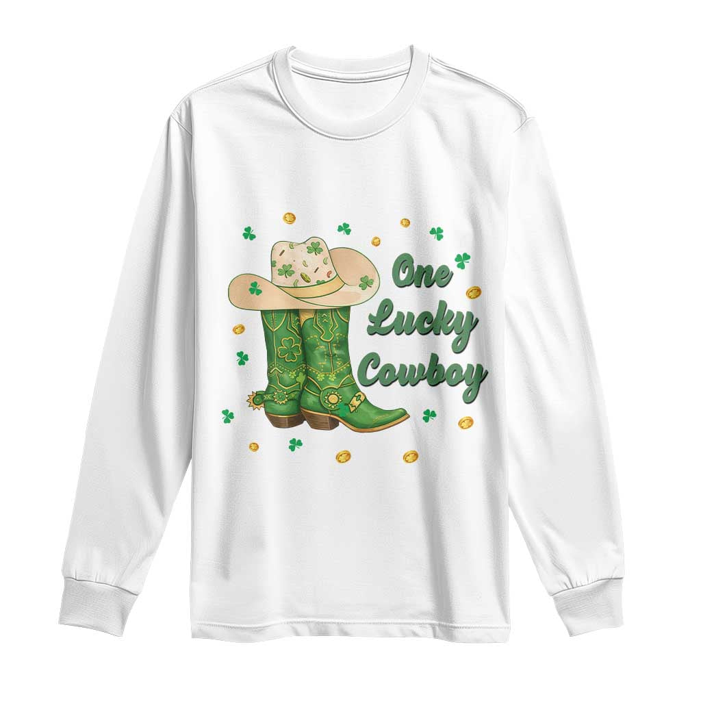 One Lucky Cowboy Long Sleeve Shirt Western Irish Cowboy St Patrick Day