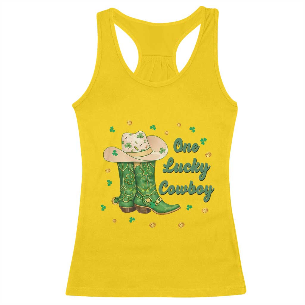 One Lucky Cowboy Racerback Tank Top Western Irish Cowboy St Patrick Day