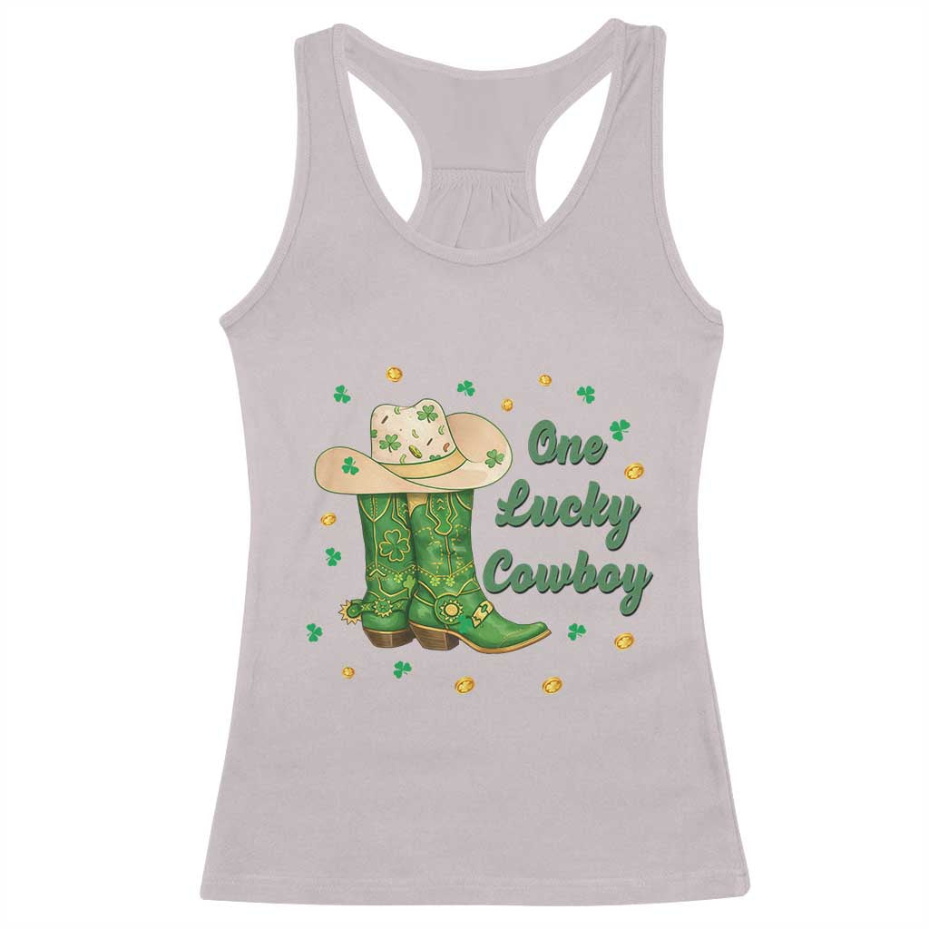 One Lucky Cowboy Racerback Tank Top Western Irish Cowboy St Patrick Day