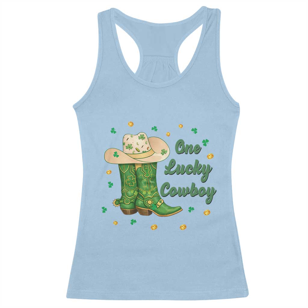 One Lucky Cowboy Racerback Tank Top Western Irish Cowboy St Patrick Day
