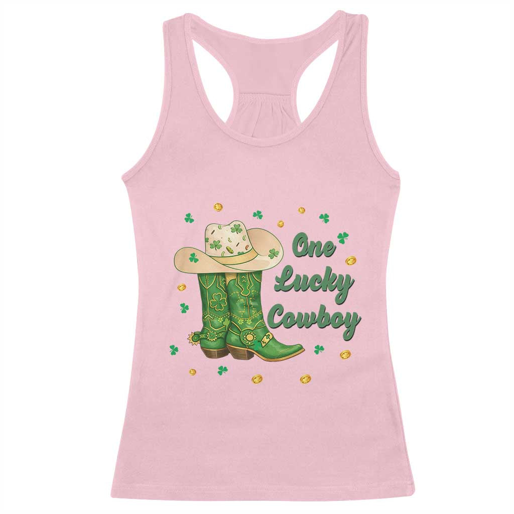 One Lucky Cowboy Racerback Tank Top Western Irish Cowboy St Patrick Day