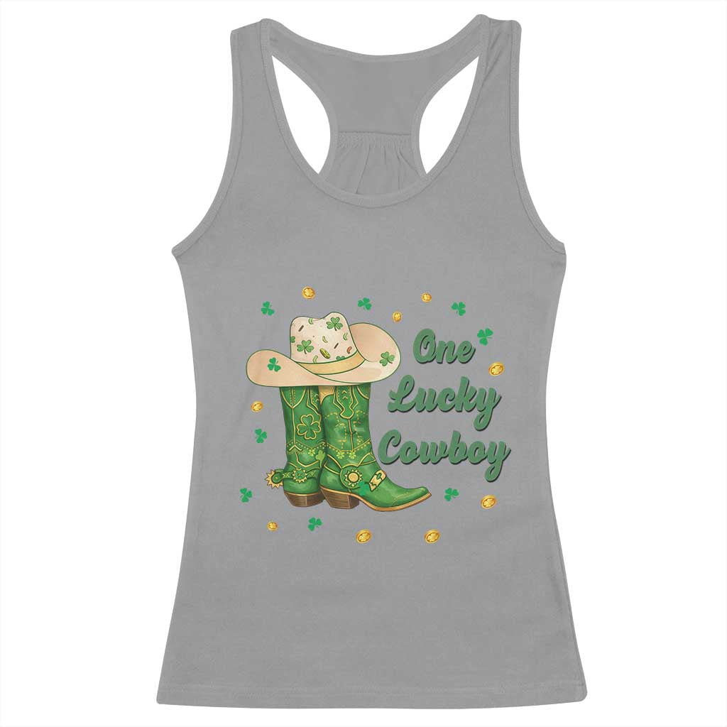 One Lucky Cowboy Racerback Tank Top Western Irish Cowboy St Patrick Day