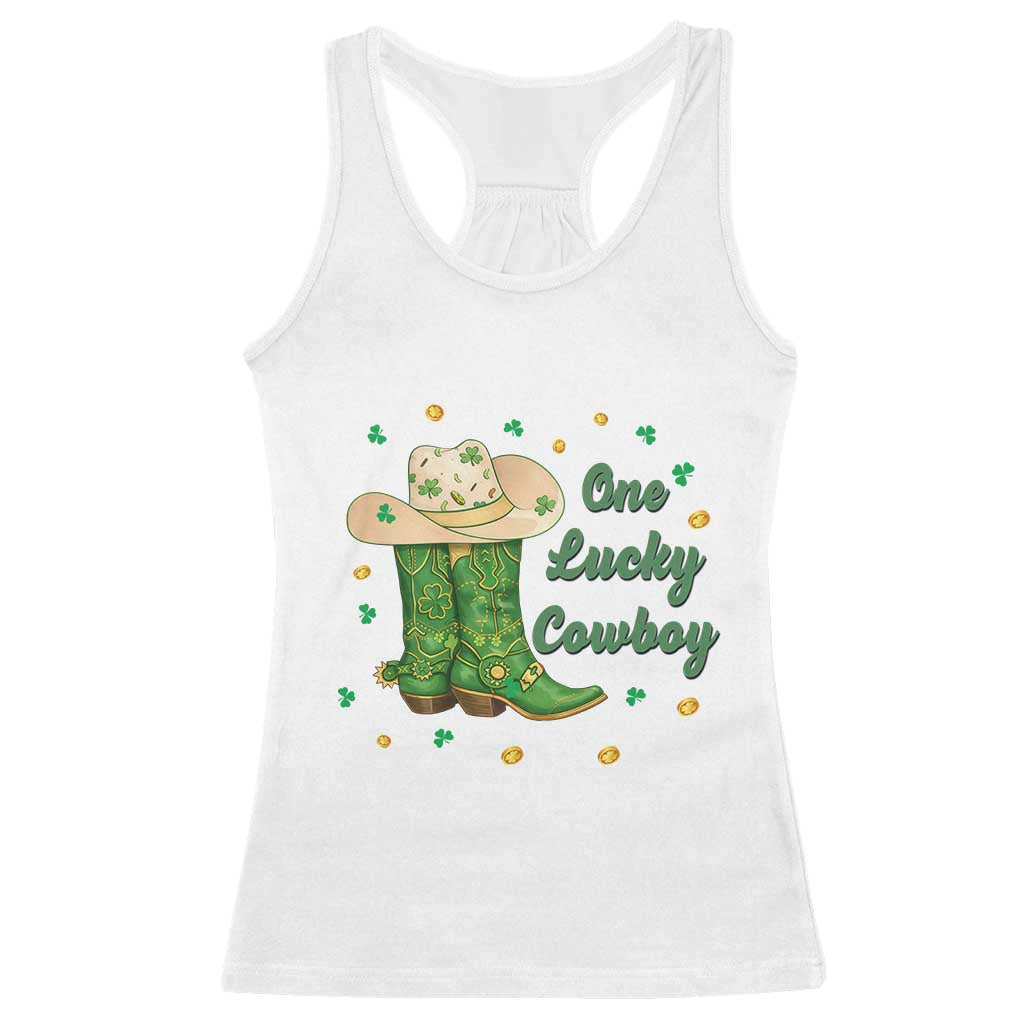 One Lucky Cowboy Racerback Tank Top Western Irish Cowboy St Patrick Day