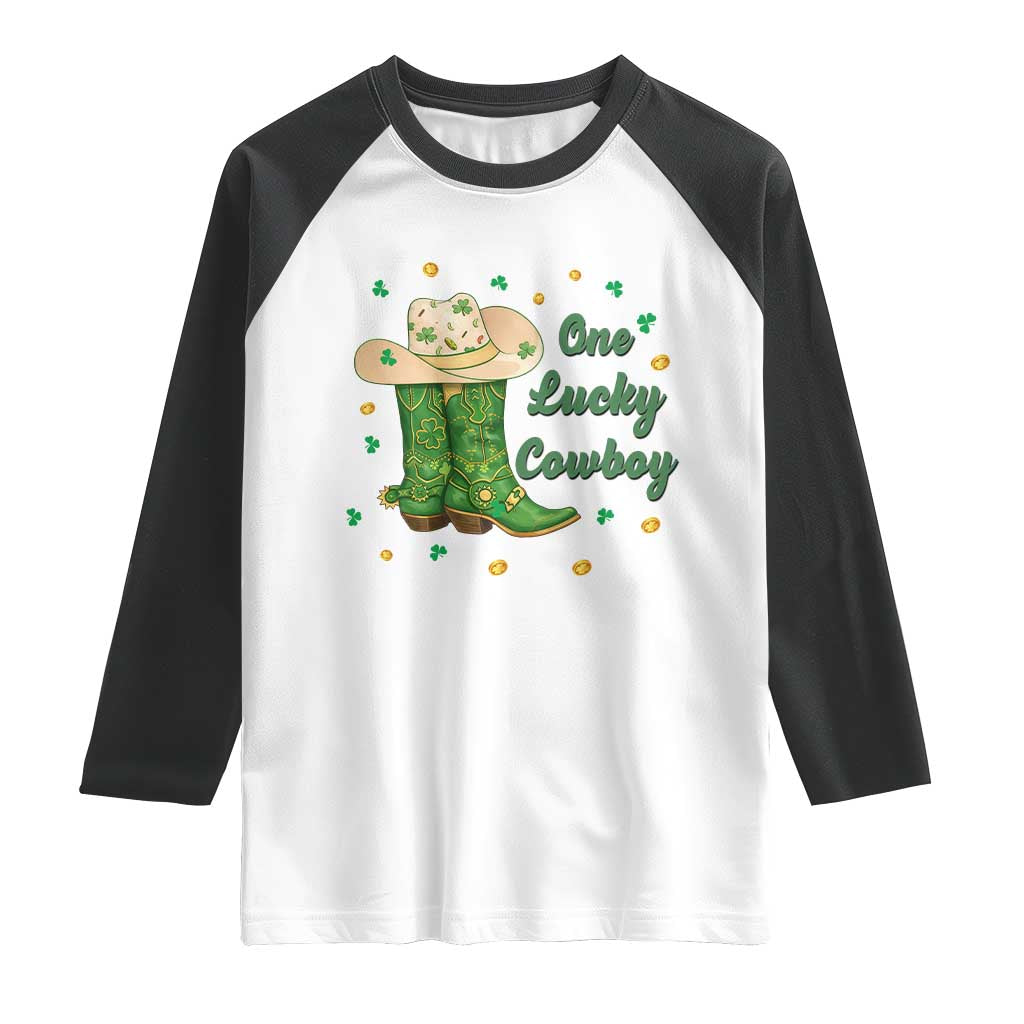 One Lucky Cowboy Raglan Shirt Western Irish Cowboy St Patrick Day