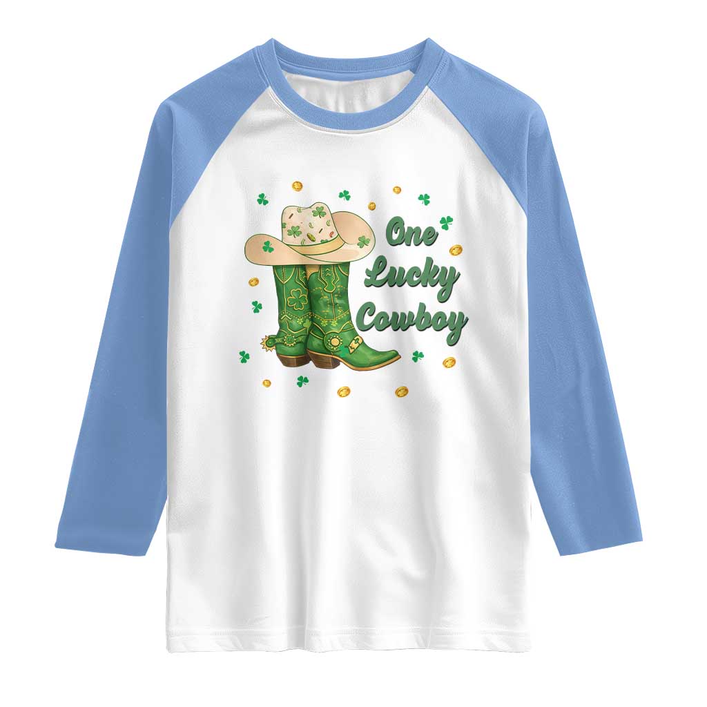 One Lucky Cowboy Raglan Shirt Western Irish Cowboy St Patrick Day
