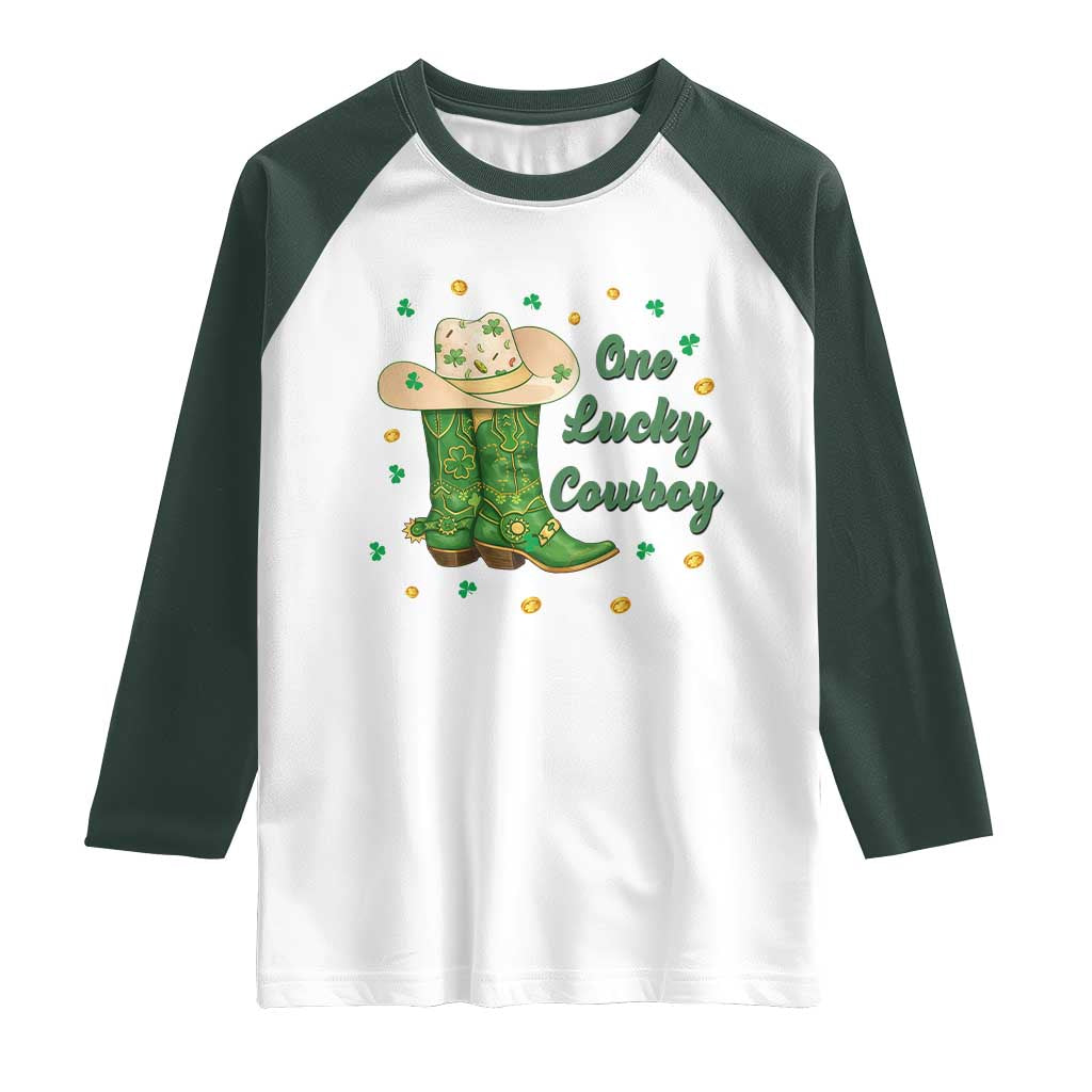 One Lucky Cowboy Raglan Shirt Western Irish Cowboy St Patrick Day