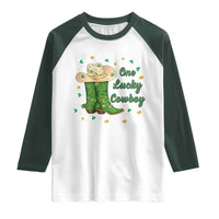 One Lucky Cowboy Raglan Shirt Western Irish Cowboy St Patrick Day