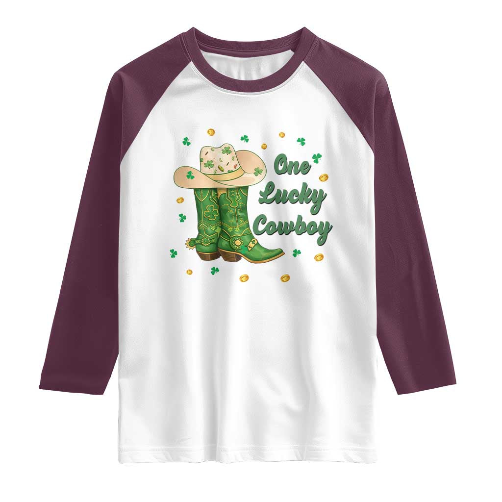 One Lucky Cowboy Raglan Shirt Western Irish Cowboy St Patrick Day