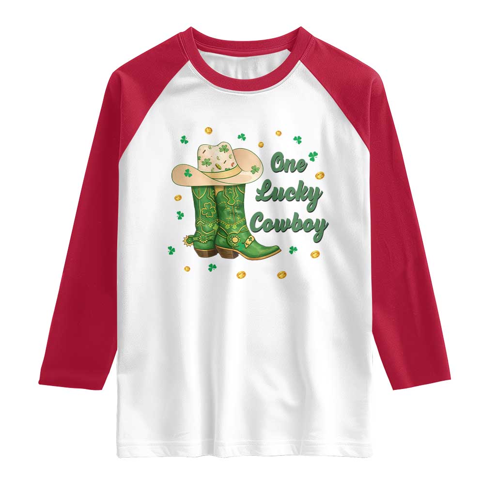 One Lucky Cowboy Raglan Shirt Western Irish Cowboy St Patrick Day