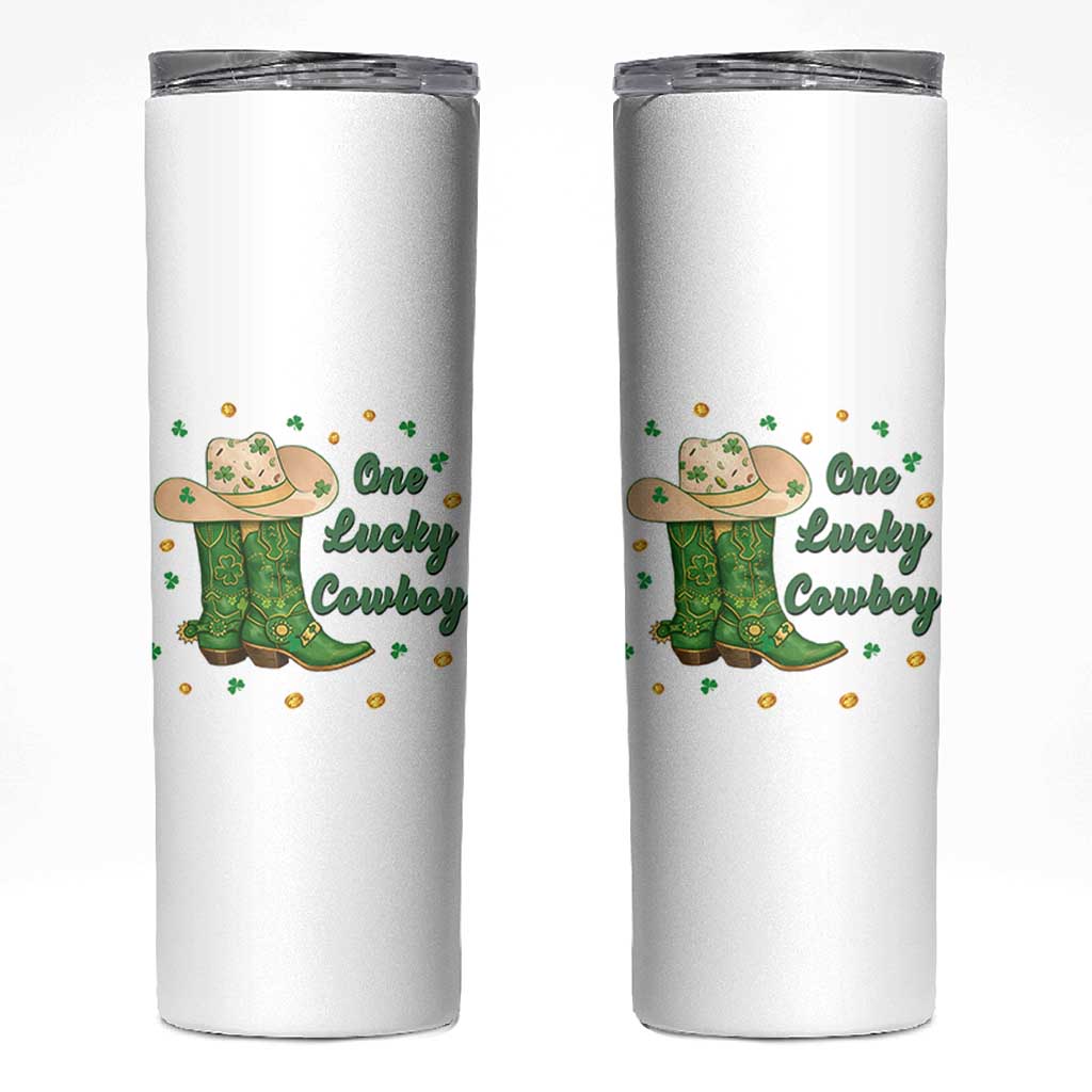 One Lucky Cowboy Skinny Tumbler Western Irish Cowboy St Patrick Day