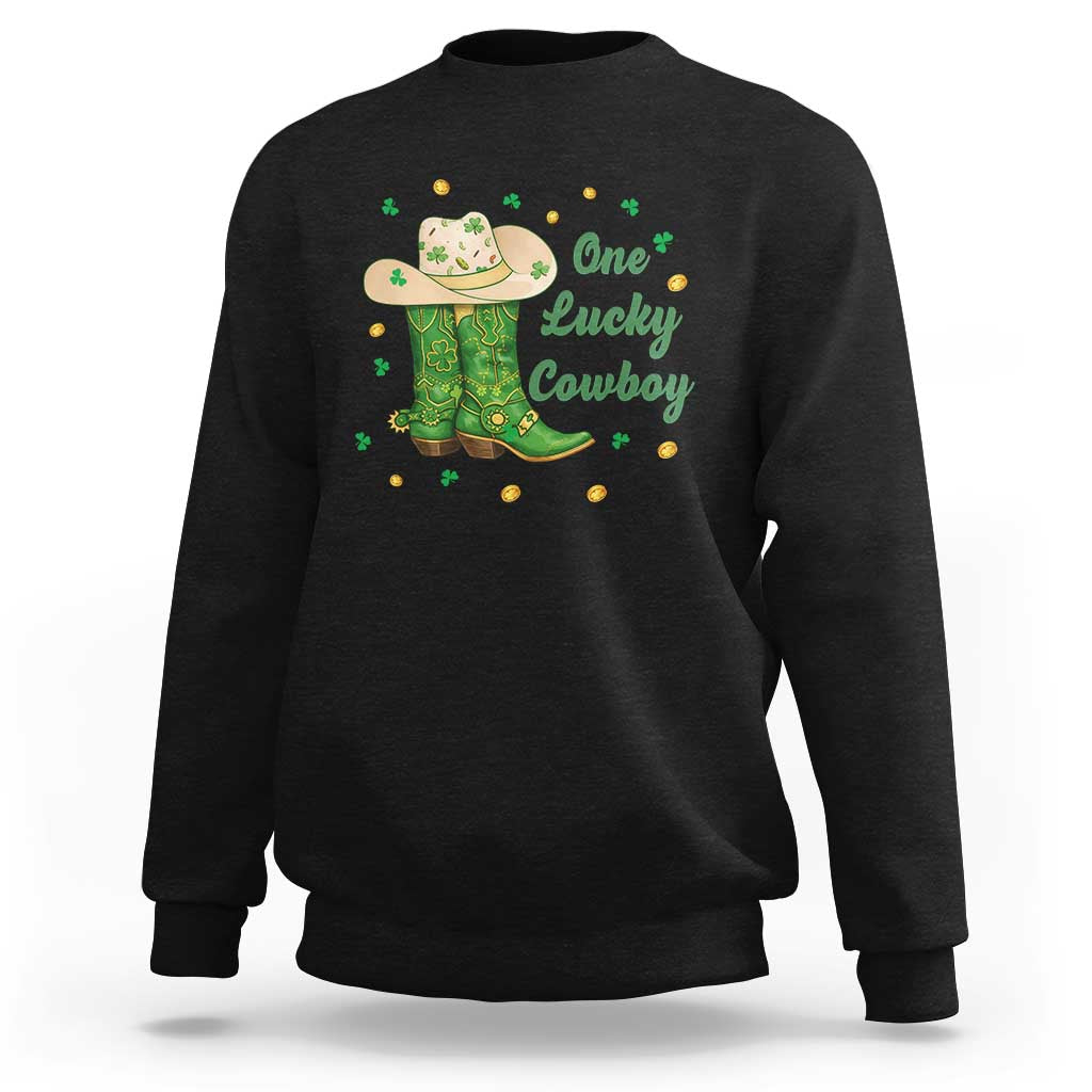 One Lucky Cowboy Sweatshirt Western Irish Cowboy St Patrick Day