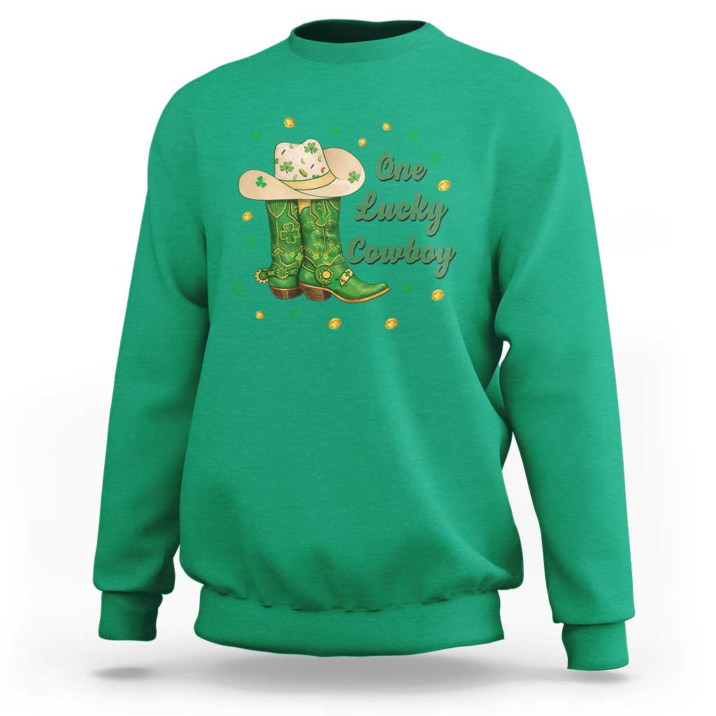 One Lucky Cowboy Sweatshirt Western Irish Cowboy St Patrick Day