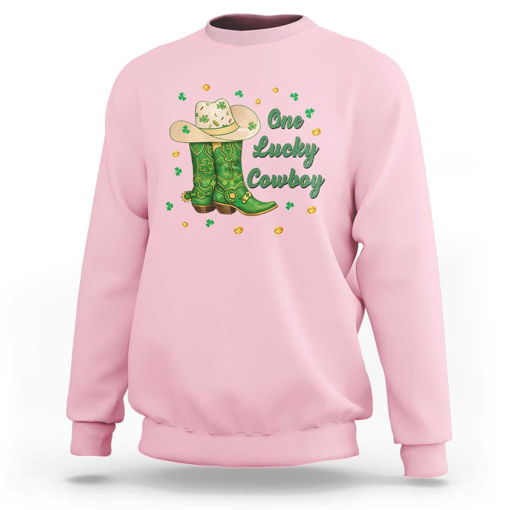 One Lucky Cowboy Sweatshirt Western Irish Cowboy St Patrick Day
