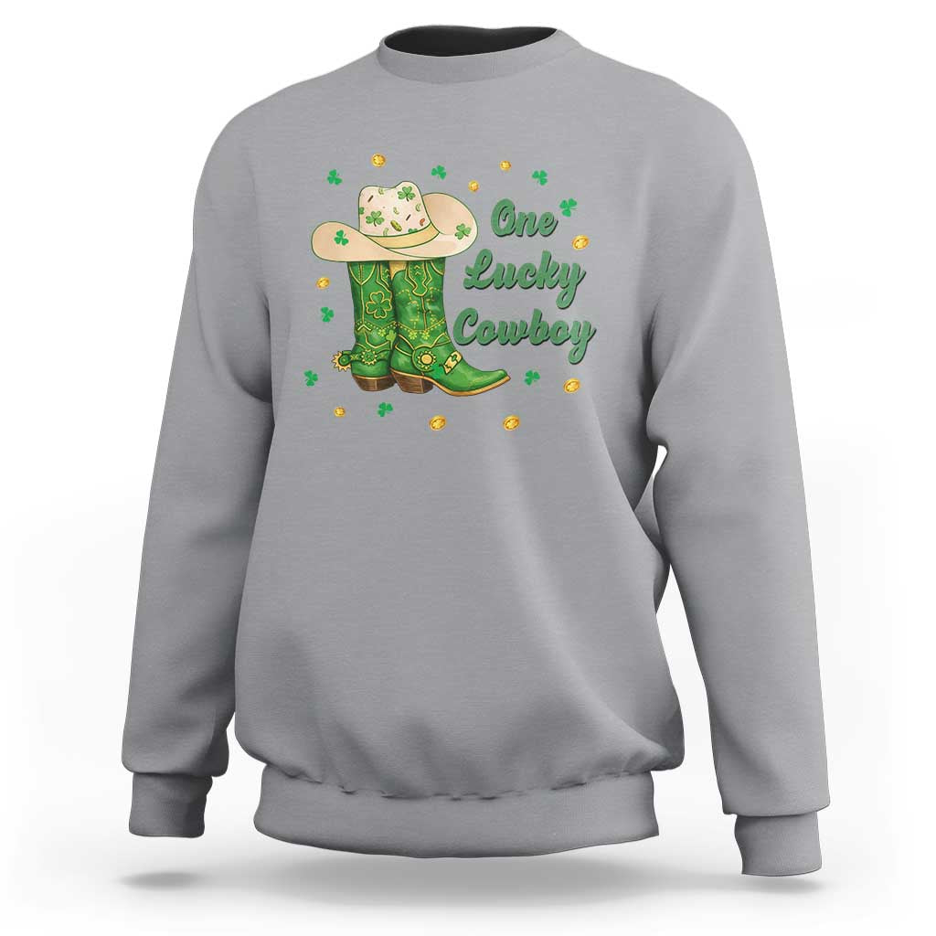 One Lucky Cowboy Sweatshirt Western Irish Cowboy St Patrick Day