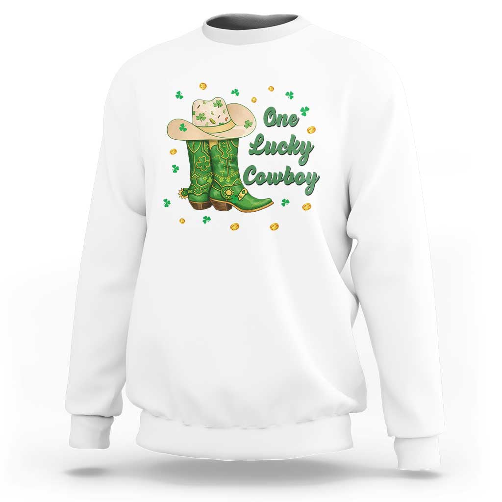One Lucky Cowboy Sweatshirt Western Irish Cowboy St Patrick Day