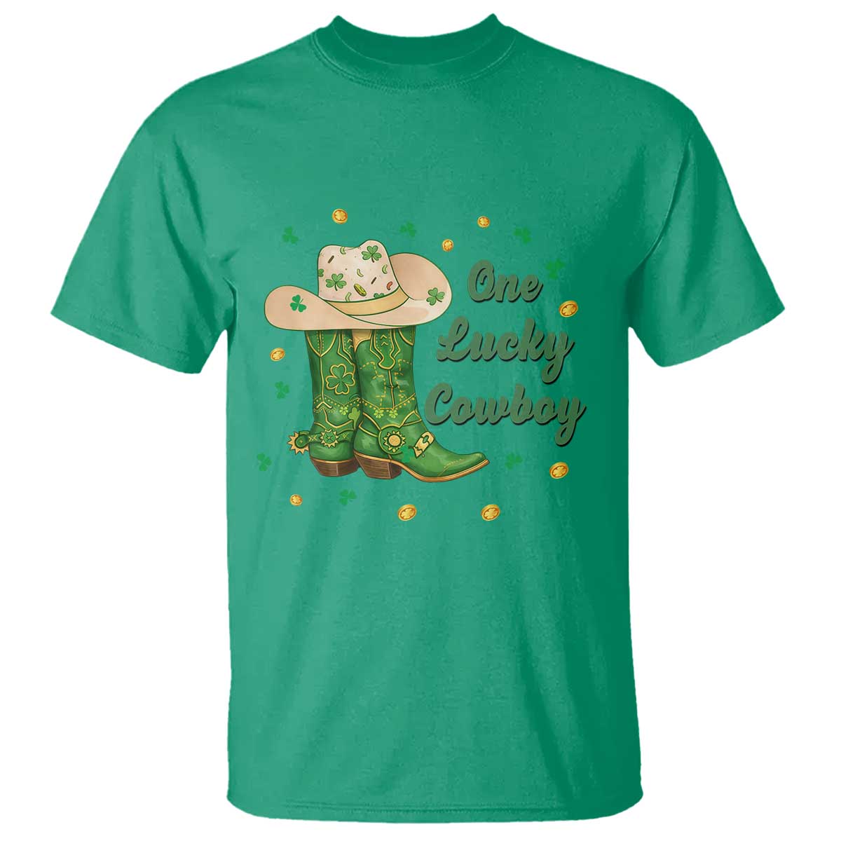 One Lucky Cowboy T Shirt Western Irish Cowboy St Patrick Day