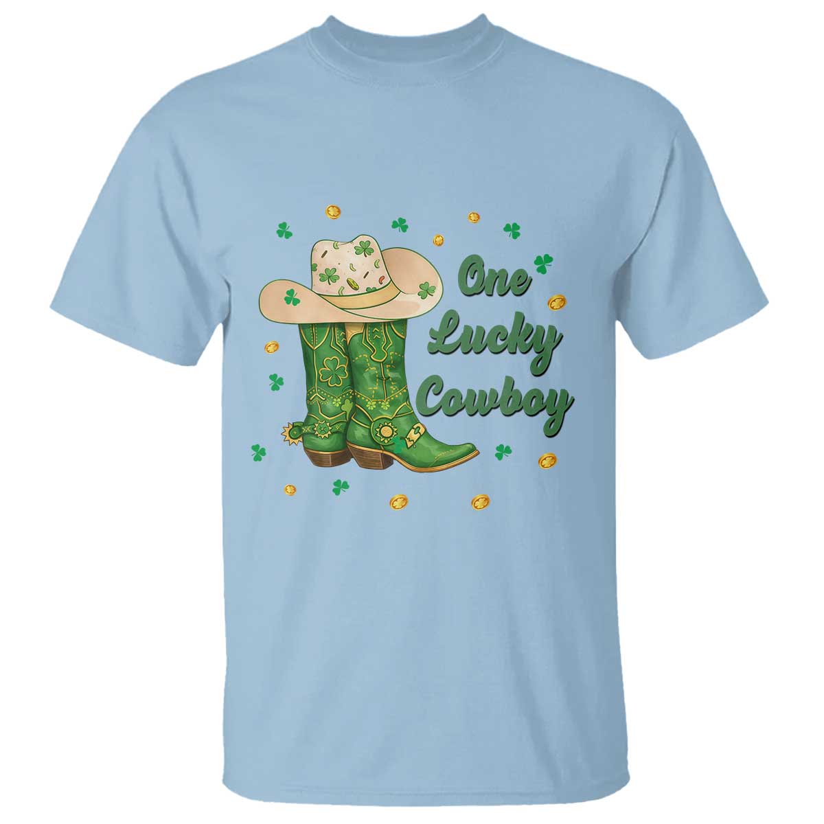 One Lucky Cowboy T Shirt Western Irish Cowboy St Patrick Day