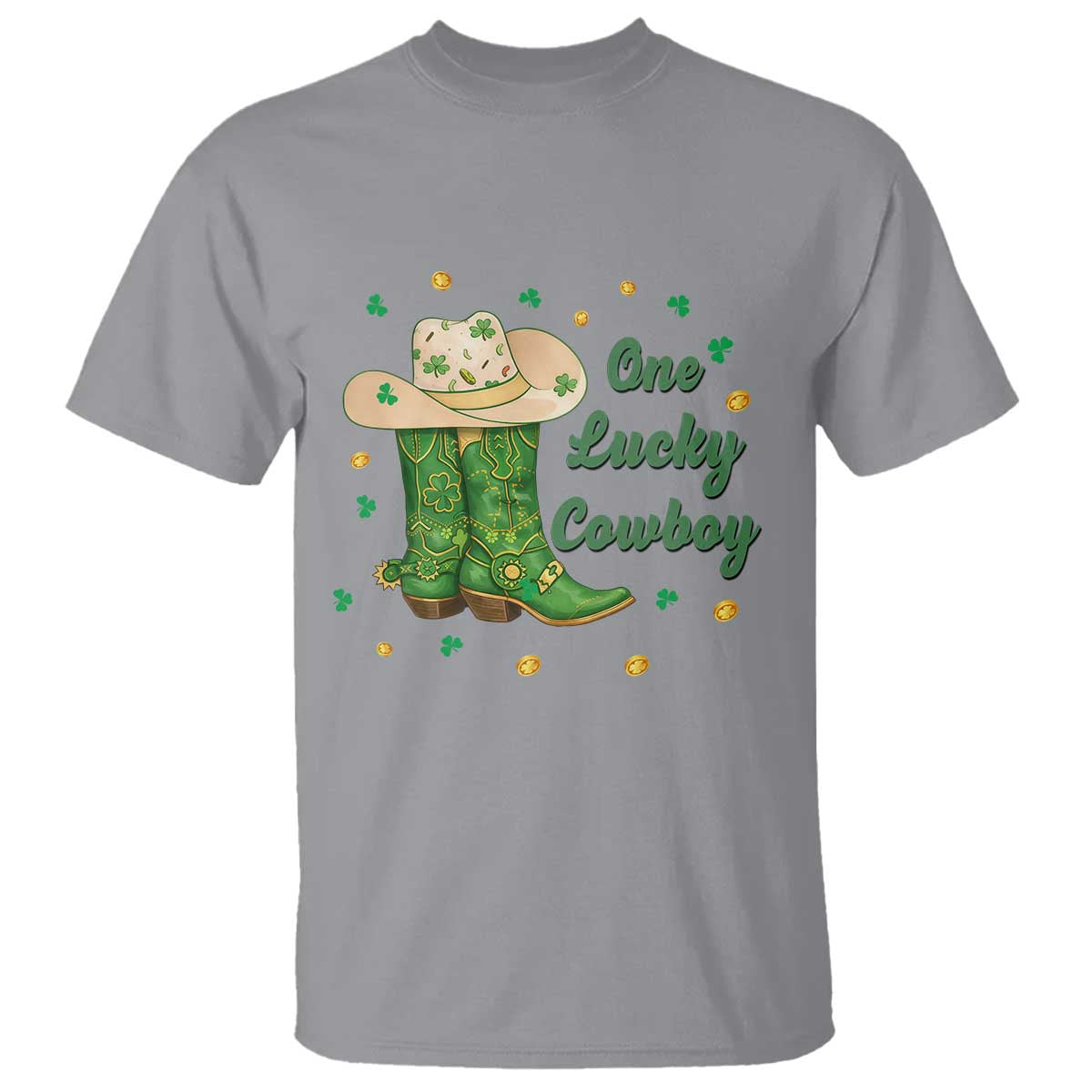One Lucky Cowboy T Shirt Western Irish Cowboy St Patrick Day