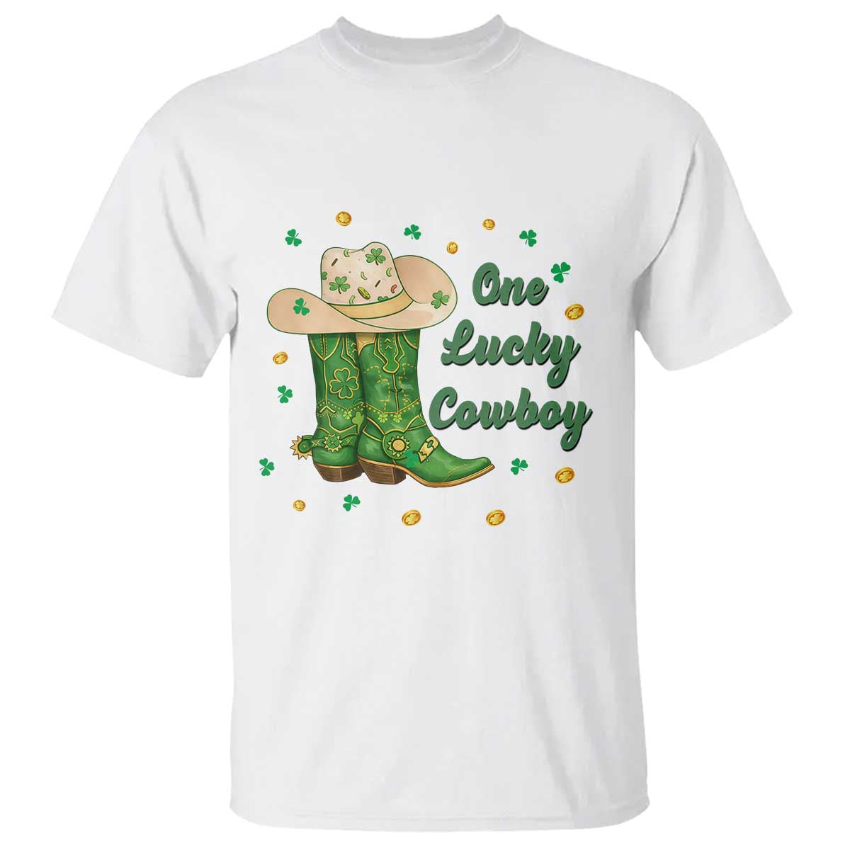 One Lucky Cowboy T Shirt Western Irish Cowboy St Patrick Day