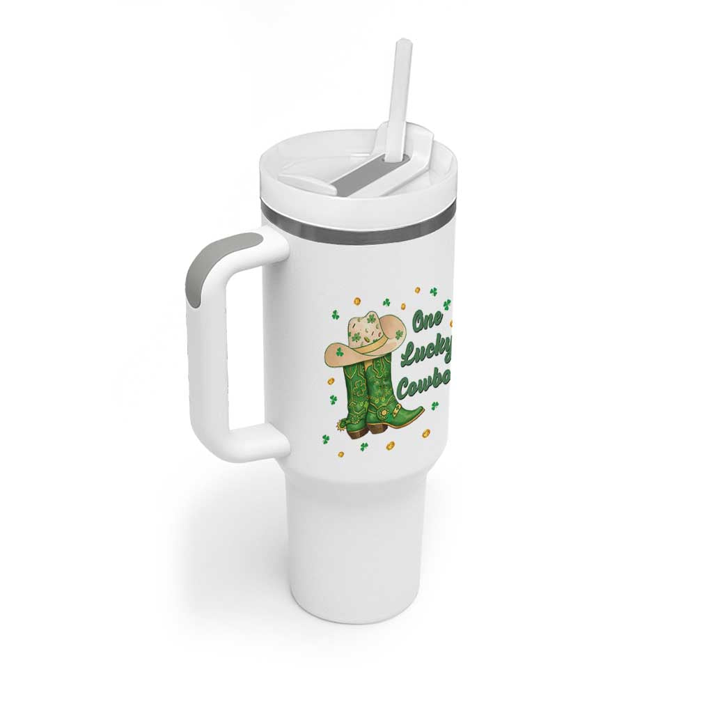 One Lucky Cowboy Tumbler With Handle Western Irish Cowboy St Patrick Day