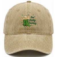 One Lucky Cowboy Washed Cotton Baseball Cap Western Irish Cowboy St Patrick Day