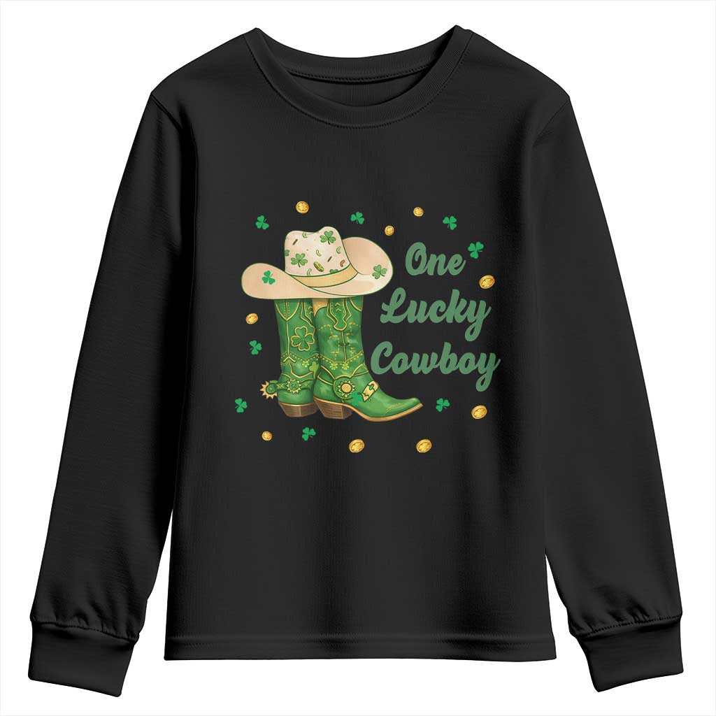 One Lucky Cowboy Youth Sweatshirt Western Irish Cowboy St Patrick Day