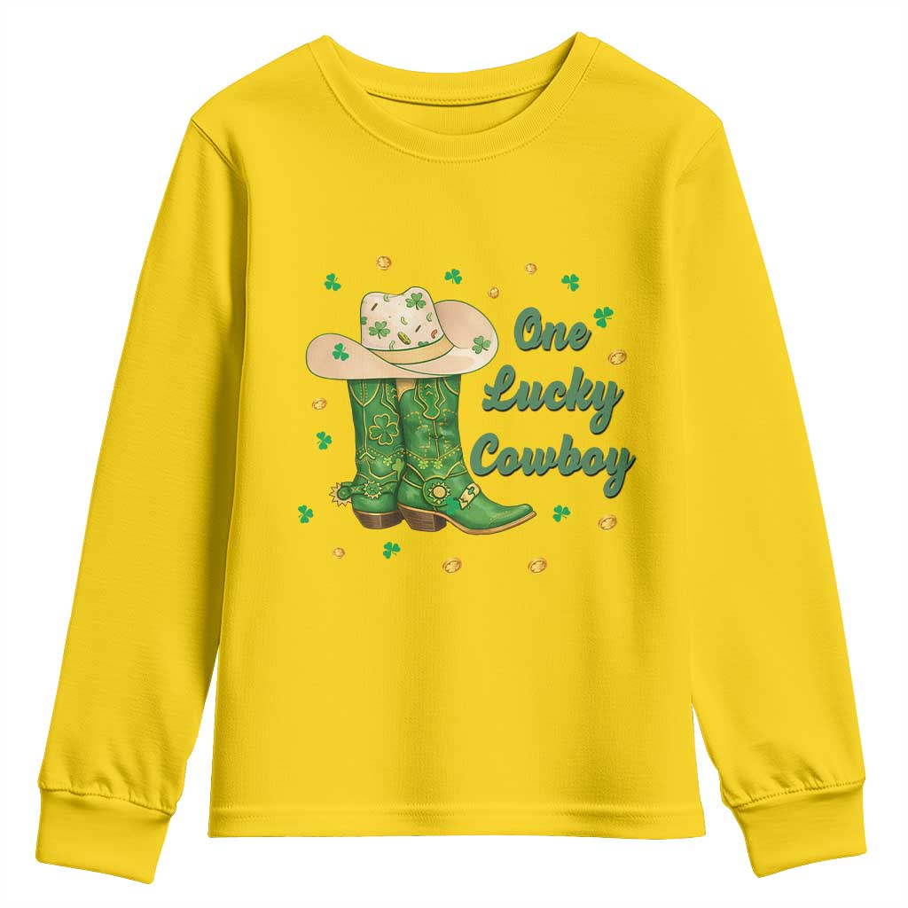 One Lucky Cowboy Youth Sweatshirt Western Irish Cowboy St Patrick Day