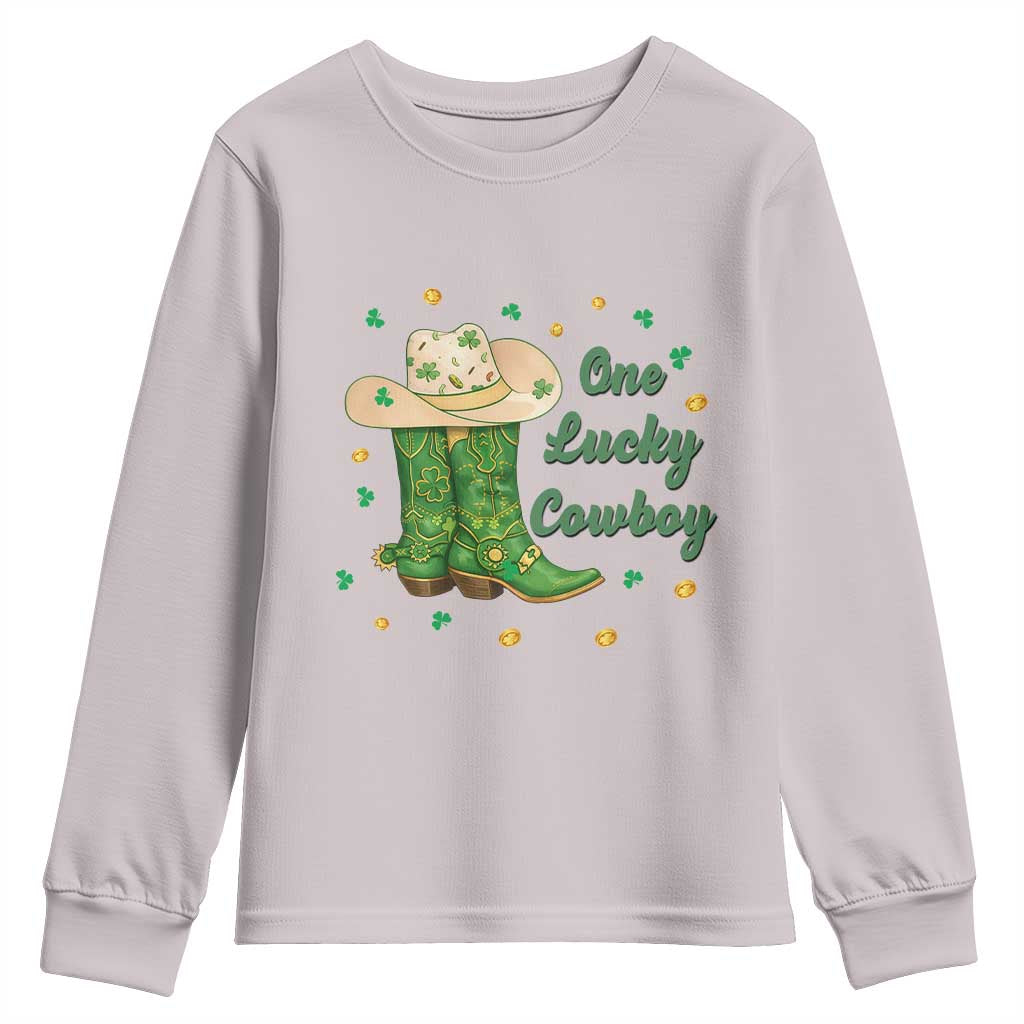 One Lucky Cowboy Youth Sweatshirt Western Irish Cowboy St Patrick Day