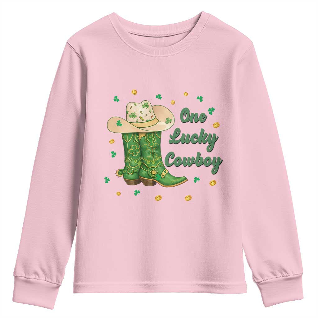 One Lucky Cowboy Youth Sweatshirt Western Irish Cowboy St Patrick Day