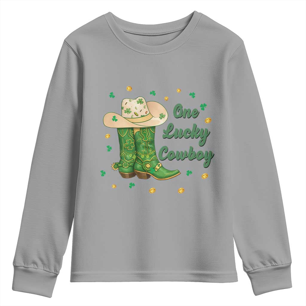 One Lucky Cowboy Youth Sweatshirt Western Irish Cowboy St Patrick Day