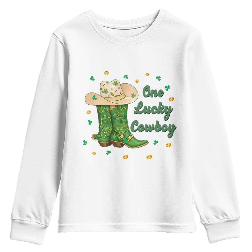 One Lucky Cowboy Youth Sweatshirt Western Irish Cowboy St Patrick Day