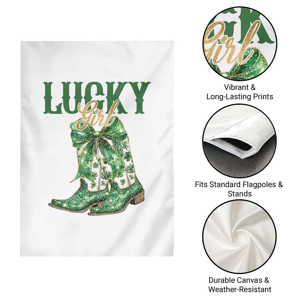 Lucky Cowgirl Garden Flag Western Irish Cowboy St Patrick Day