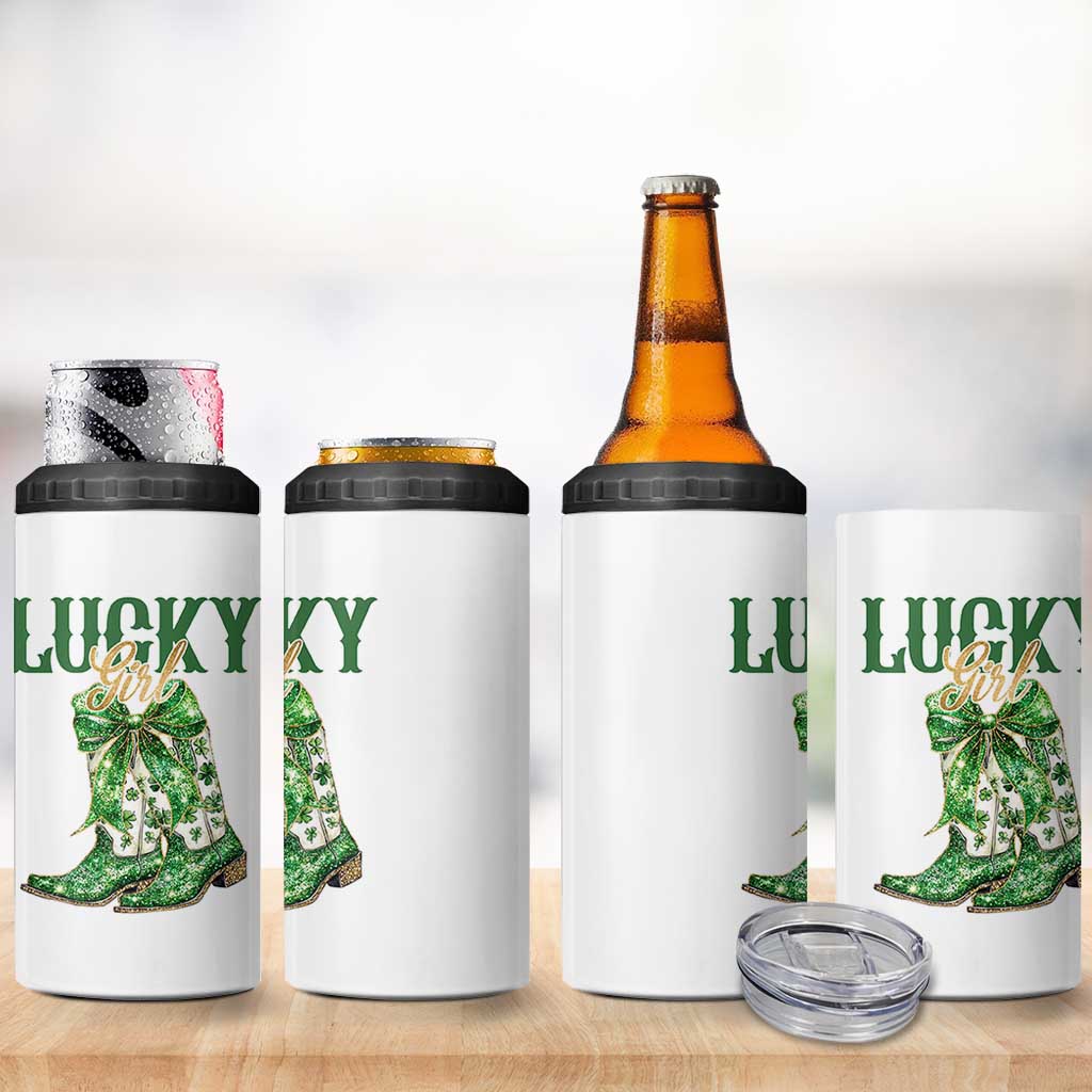 Lucky Cowgirl 4 in 1 Can Cooler Tumbler Western Irish Cowboy St Patrick Day