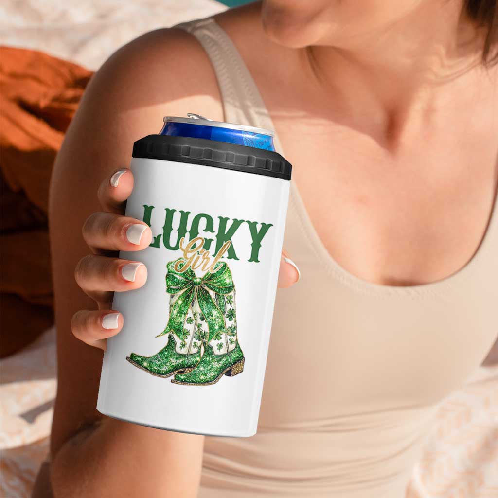 Lucky Cowgirl 4 in 1 Can Cooler Tumbler Western Irish Cowboy St Patrick Day