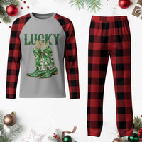 Lucky Cowgirl Plaid Pajama Set Western Irish Cowboy St Patrick Day