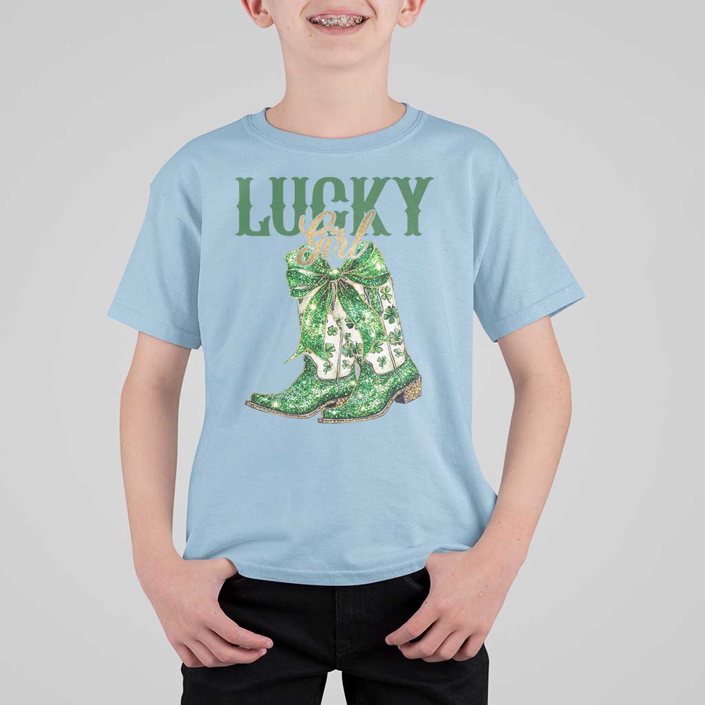 Lucky Cowgirl T Shirt For Kid Western Irish Cowboy St Patrick Day