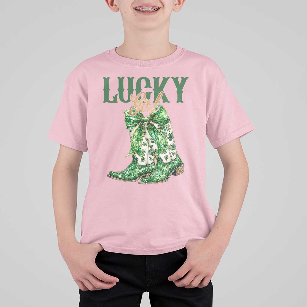 Lucky Cowgirl T Shirt For Kid Western Irish Cowboy St Patrick Day
