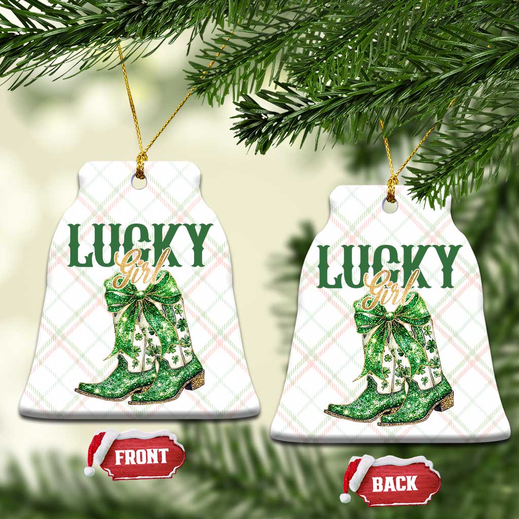 Lucky Cowgirl Ceramic Ornament Western Irish Cowboy St Patrick Day
