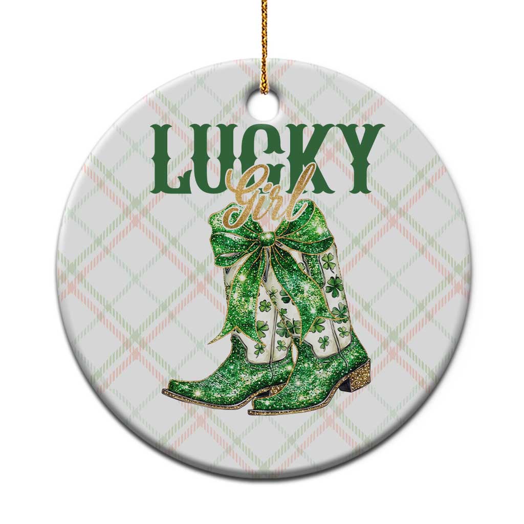 Lucky Cowgirl Ceramic Ornament Western Irish Cowboy St Patrick Day