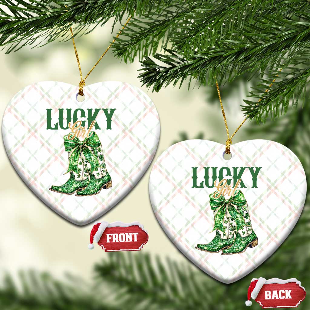 Lucky Cowgirl Ceramic Ornament Western Irish Cowboy St Patrick Day