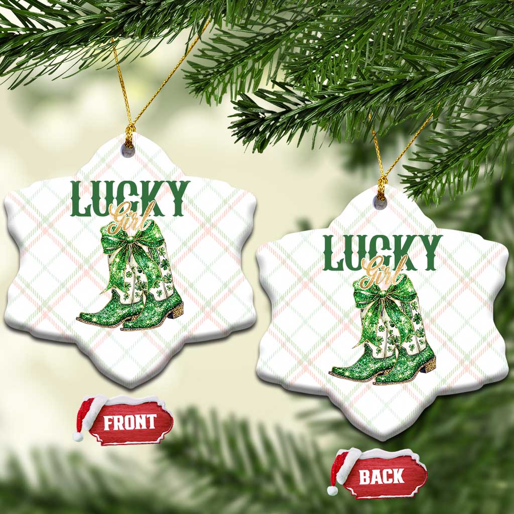 Lucky Cowgirl Ceramic Ornament Western Irish Cowboy St Patrick Day
