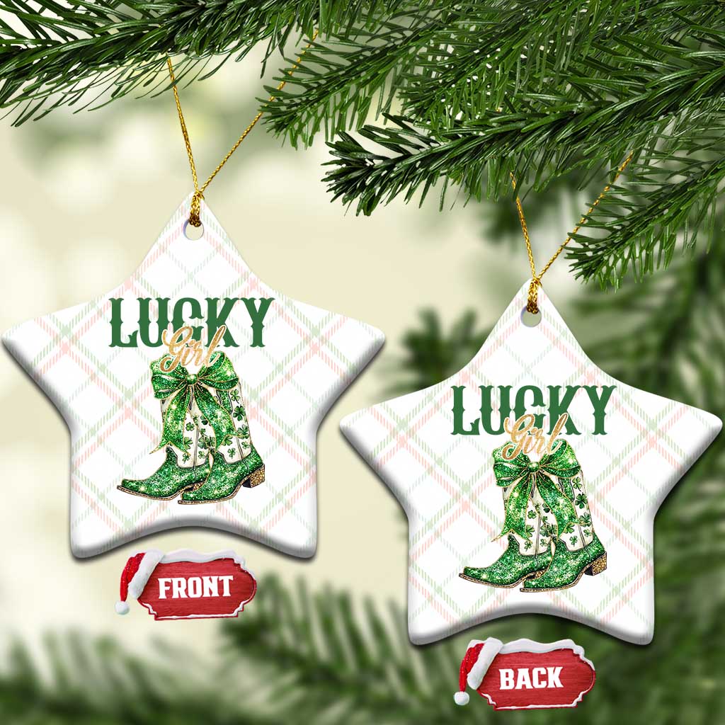 Lucky Cowgirl Ceramic Ornament Western Irish Cowboy St Patrick Day